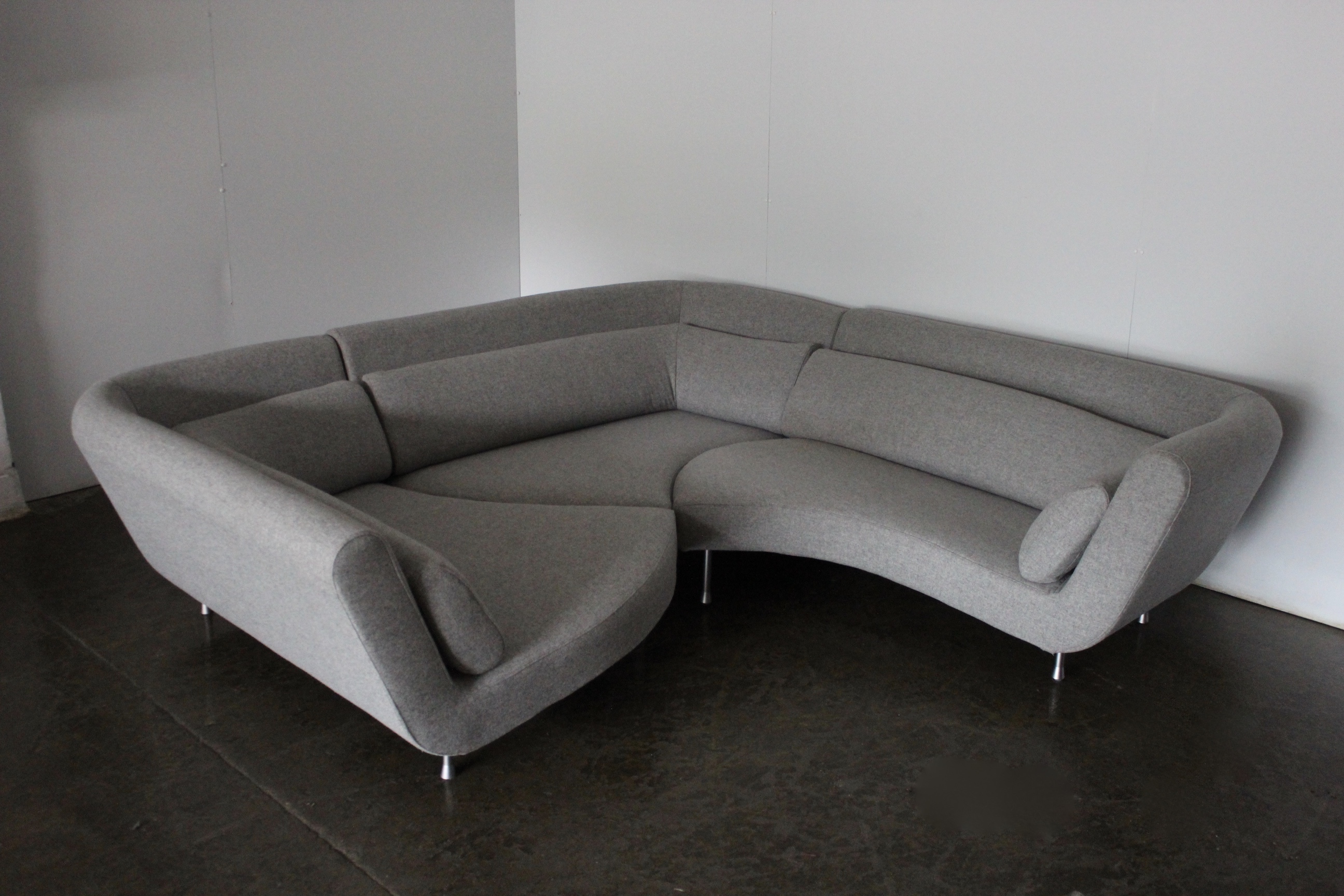 Stunning Huge Ligne Roset Yang Sectional Sofa In Pale Grey Kvadrat Divina Fabric