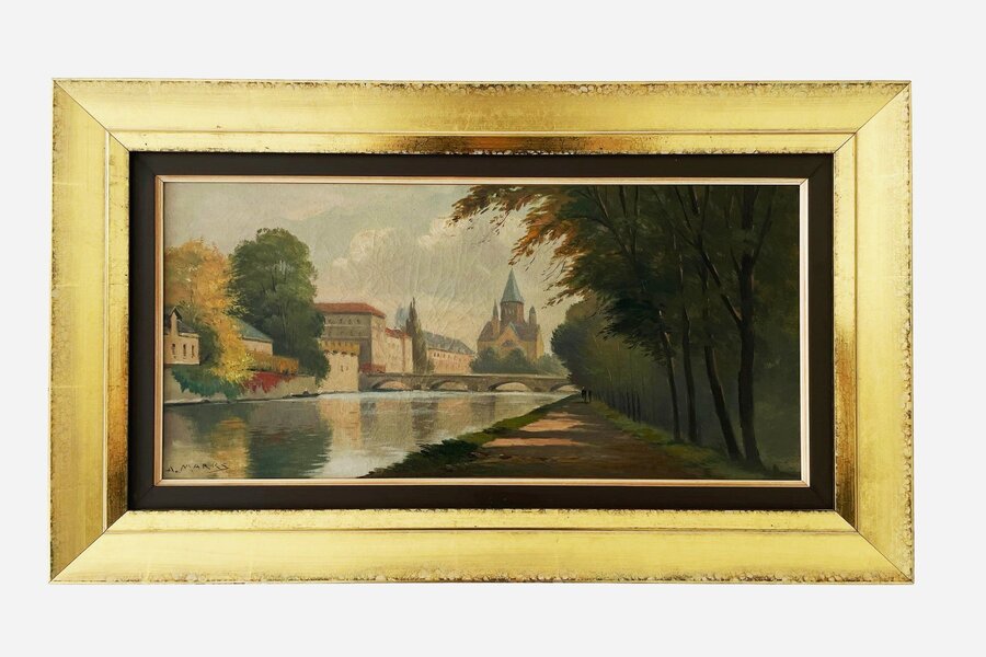 Albert Marks   Oil On Canvas In Gilded Frame By Famous Framer