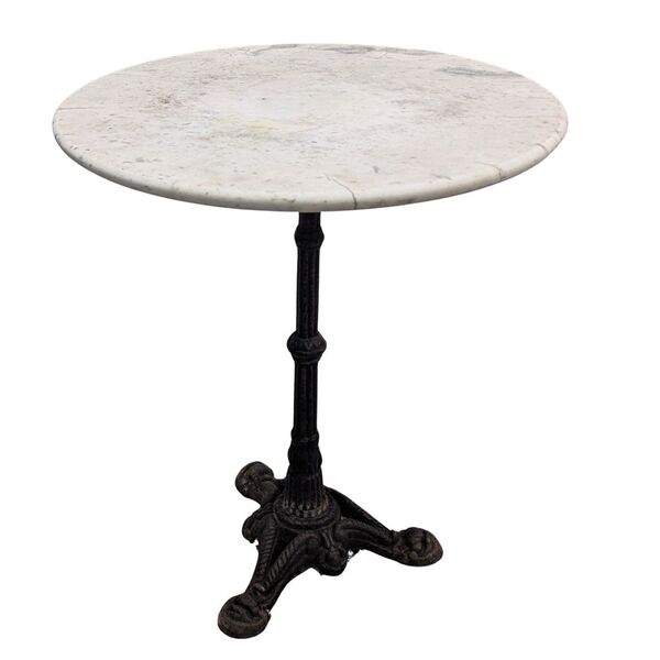 1900s Era Bistro Table With Round Marble Top