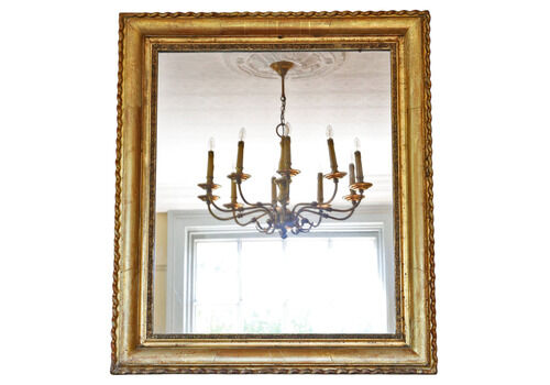 Large Antique 19th Century Gilt Overmantle Wall Mirror Ornate Gold Frame Vintage Decor