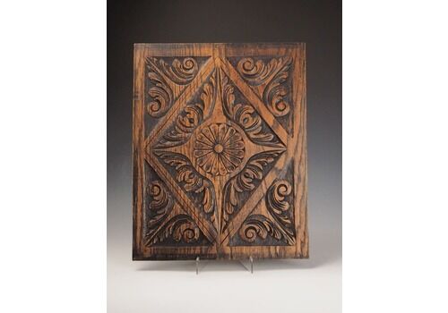 17th Century English Carved Oak Panel – Intricate Scrollwork Wall Decoration C.1640–60