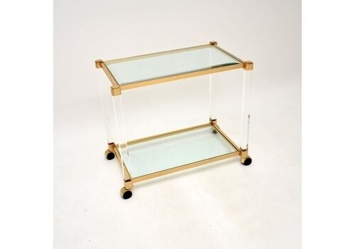 Vintage French Lucite And Gold Plated Drinks Trolley