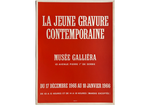 Silkscreen Vintage Poster Young Contemporary Engraving Paris 1966 Galliera