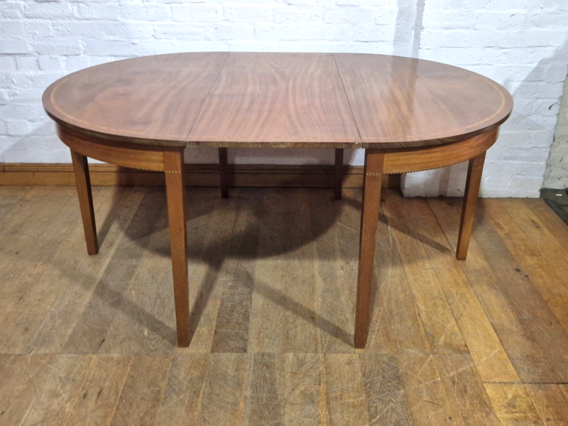 Antique Inlaid Mahogany D End Dining Table Console Tables