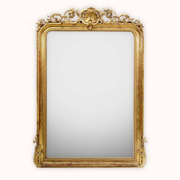 Majestic 19th C Louis Philippe Mirror With Shell Crest