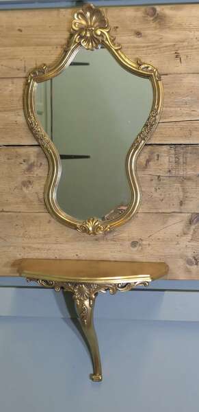 Gilt Console Mirror With Shelf