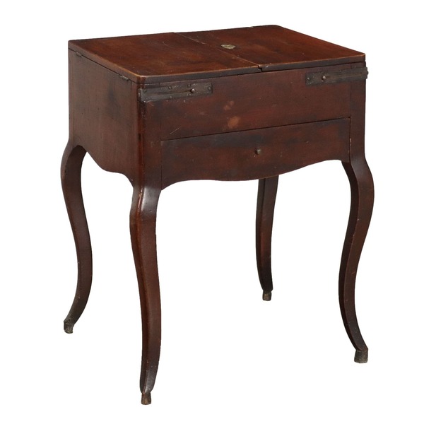 Antique Working Table Walnut Poplar Openable Top XIX Century