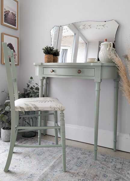 Compact/Petite Sage Country Cottage Style Dressing Table/Write Desk Set