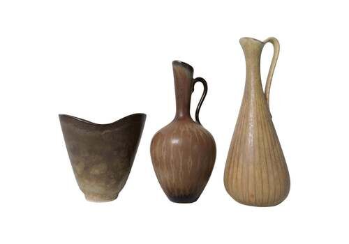 Collection Of 3 Ceramic Vessels By Gunnar Nylund Rörstrand Sweden, 1950s