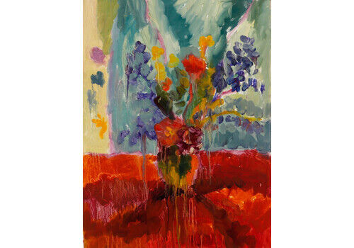 Annelise Firth (B.1961)   Contemporary Oil, Peonies & Delphiniums