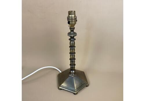 Modern Vintage Style Lamp Brushed Brass Style Metal Hexagon Base Table Side Light Antique Look