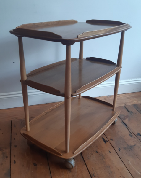Vintage Retro Ercol Beech & Elm Three Tier Trolley   Drinks, Side Table, Display