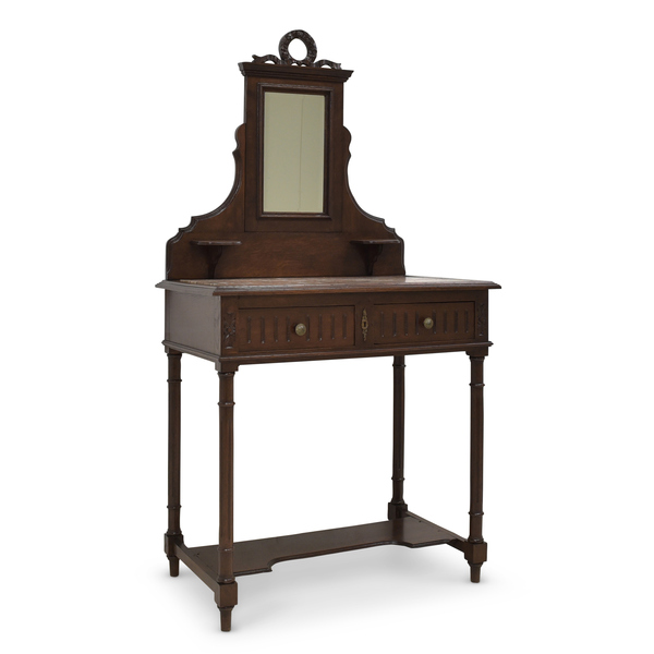 Antique! Dressing Table Restored Historicism 1900 Solid Oak Console Table