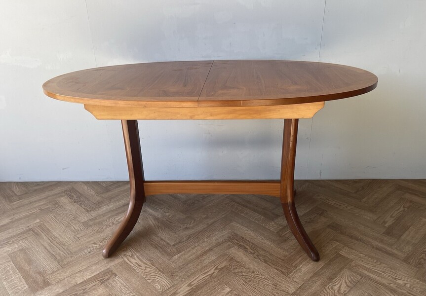 Nathan Large Vintage Mid Century Oval Extending Teak Dining Table photo furniture