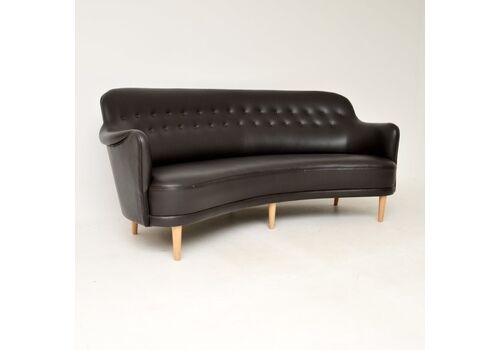 Swedish Leather Samsas Round Sofa Designed By Carl Malmsten