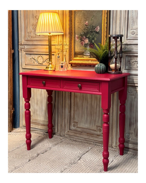 Painted Dressing Table / Desk Or Writing Table With 2 Drawers In Theatre Red ❤️