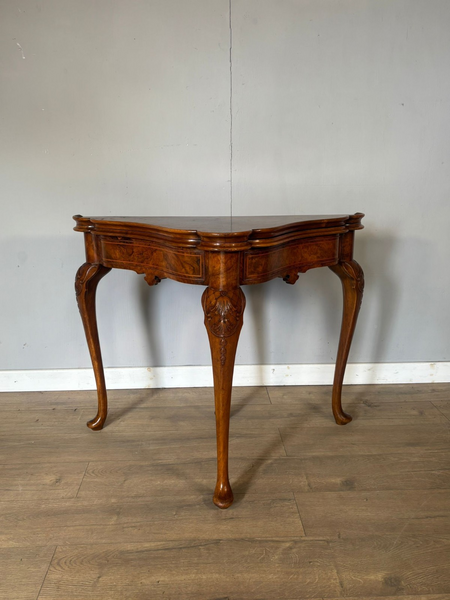 Burr Walnut Inlaid Victorian Card Table