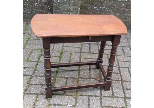 Quirky Upcycled Oak Side Table, Vintage Table Or Stool With Turned Legs, Sanded And Oiled Too, Oak Vintage Coffee Table