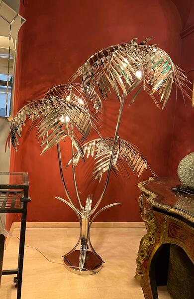 Chrome Palm Tree Floor Lamp, 2000s photo furniture