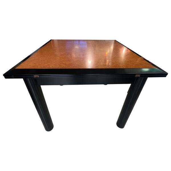 Walnut And Black Laquered Extendable Dining Table With Folding Opening 1980