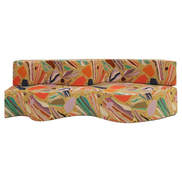 Superonda Sofa With Organic Shape And Multicouloured Pattern Fabric By Archizoom
