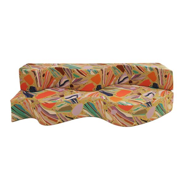 Superonda Sofa With Organic Shape And Multicouloured Pattern Fabric By Archizoom photo furniture