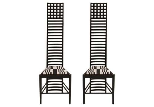 Mid Century Modern Mackintosh "292 Hill House 1" Italian Pair Of Ashwood Chairs