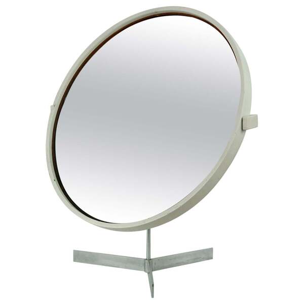 White Scandinavian Modern Table Mirror By U. And O. Kristiansson For Luxus