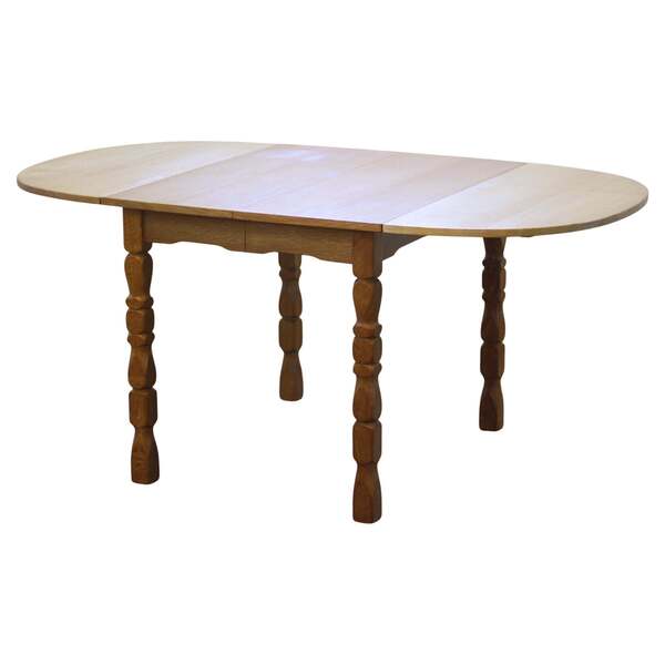 Danish Extendable Dining Table With Leafs In Oak Style Of Henning Kjærnulf, 1960