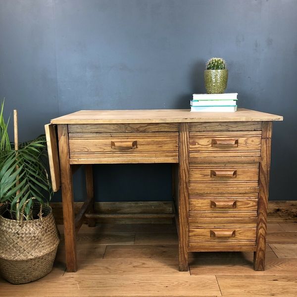 Vintage Antique French Oak Desk Laptop Table Sideboard Extending Vintage Antique French Oak Desk Laptop Table Sideboard Extending Rustic Photo 1