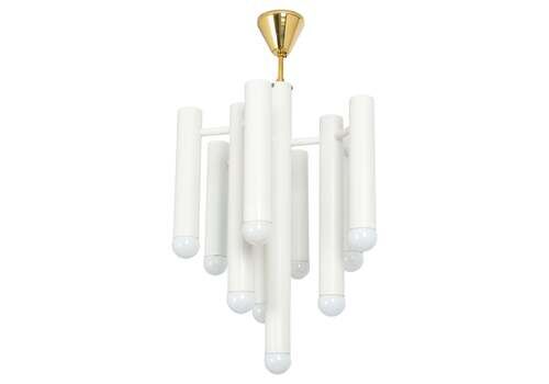 Atomic White Chandelier By Temde, Switzerland, 1960s