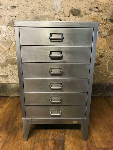 Vintage Industrial Stripped Metal 6 Drawer Filing Cabinet A3 Size
