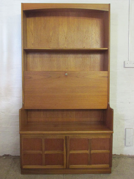 Retro 1970s Nathan Teak Wall Unit With Bureau Desk Section Retro 1970s Nathan Teak Wall Unit With