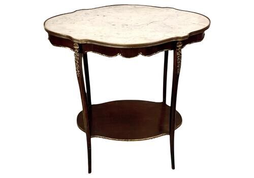 French Louis XV Style Center Table With Marble Top And Ormolu Mounts