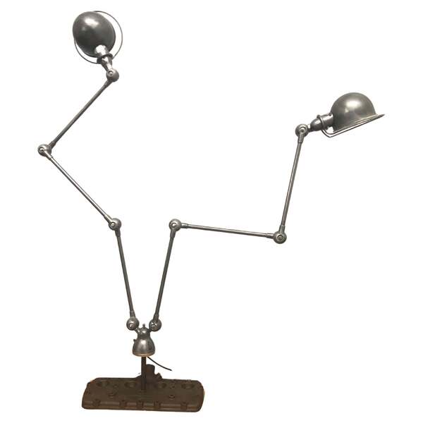 Vintage Jielde Double Armed Industrial Floor Lamp Mounted On To A V8 Flathead