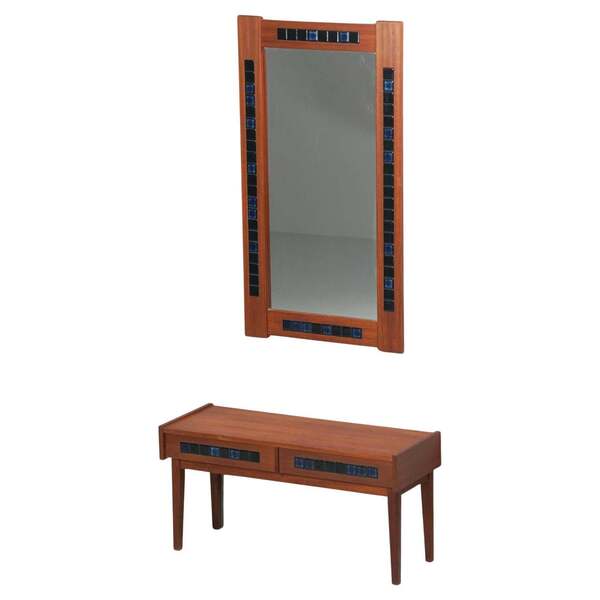 Danish Console Table With Mirror, 1960s