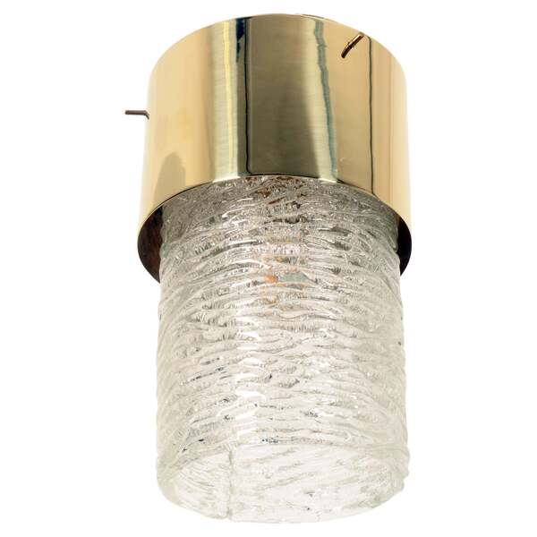J.T. Kalmar Textured Glass And Brass Pendant Lamp