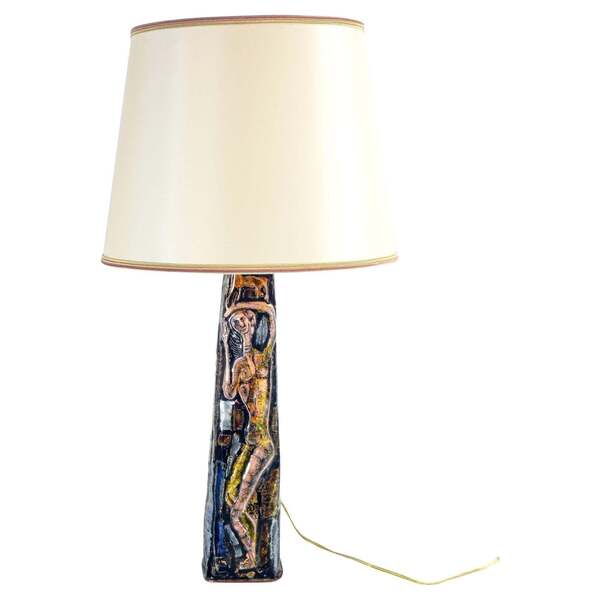 Enameled Copper Table Lamp, Design Virgilio Bari For Del Campo. 1960s