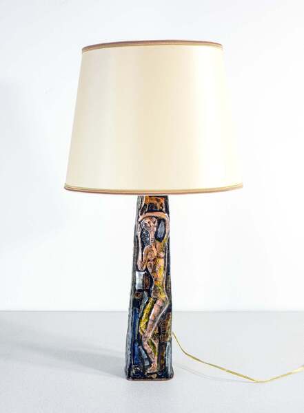 Enameled Copper Table Lamp, Design Virgilio Bari For Del Campo. 1960s photo furniture
