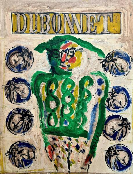 Armand Avrillate 20th Century Expressionist, Dubonnet, Self Portrait With Cats1998