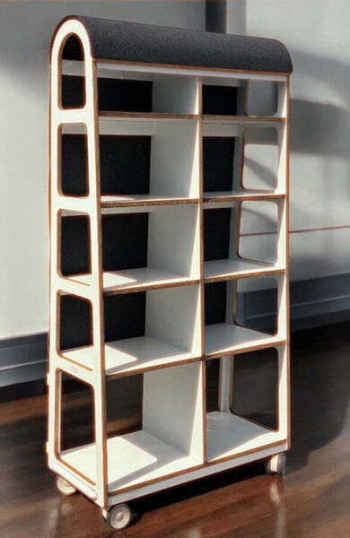 Designer Multi Function Storage Shelves, Pinboard, & Space Divider On Wheels