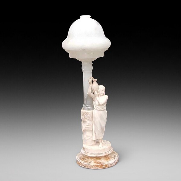 Alabaster And Marble Figural Table Lamp