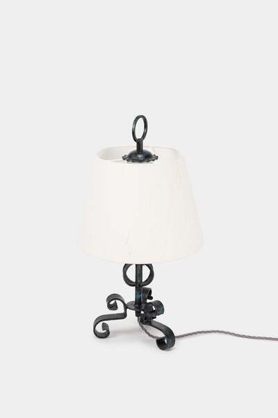 Rustic Swiss Table Lamp, Iron Base, 60s