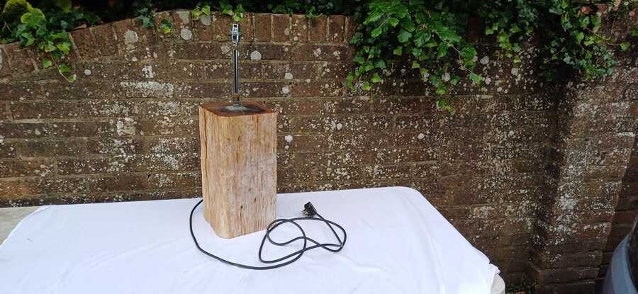 Vast Rustic Reclaimed Wood Log Table Lamp Natural Driftwood Timber Lamp Base With Cracks And Grain Industrial Style Pat Tested Working 15 Kg