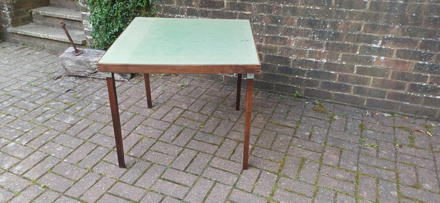 Vintage Folding Card Table With Green Felt Top – 1950s Utility Design Incredibly Practical Spare Table