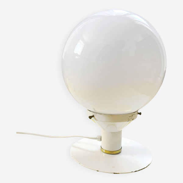 White, Spherical Table Lamp In Space Age Style, Poland, 1980s