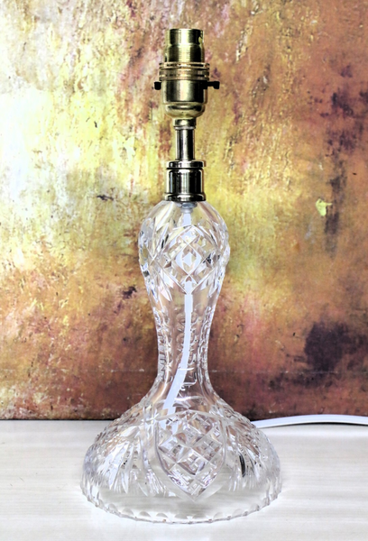 Table Lamp An Antique Heavy Cut Lead Crystal Lamp Waisted Design Early 20th C,