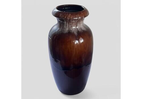 Large Mid Century Scheurich Brown Glazed Ceramic West German Pottery Floor Vase