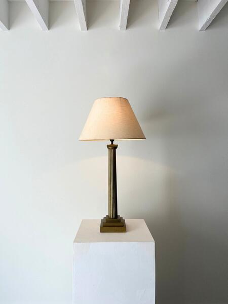 Minimalist Brass Column Lamp With A Stylised Geometric Form, Rewired And Pat Tested, 20th Century Accent Light
