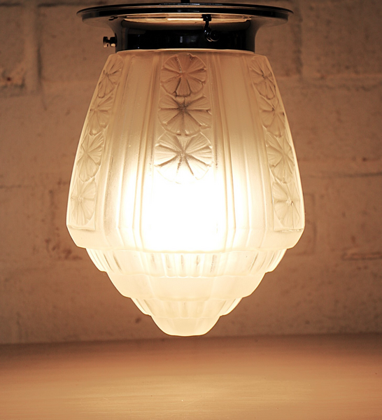 Ceiling Light Art Deco Flush Mounting Frosted Glass Stepped Globe Geometric photo furniture